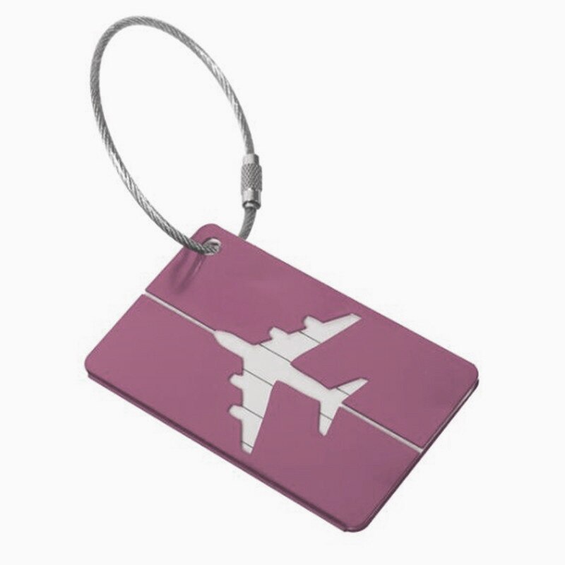 Aluminum luggage tag Boarding flight baggage card Travel Luggage Label Straps Suitcase Luggage Tags: Pink