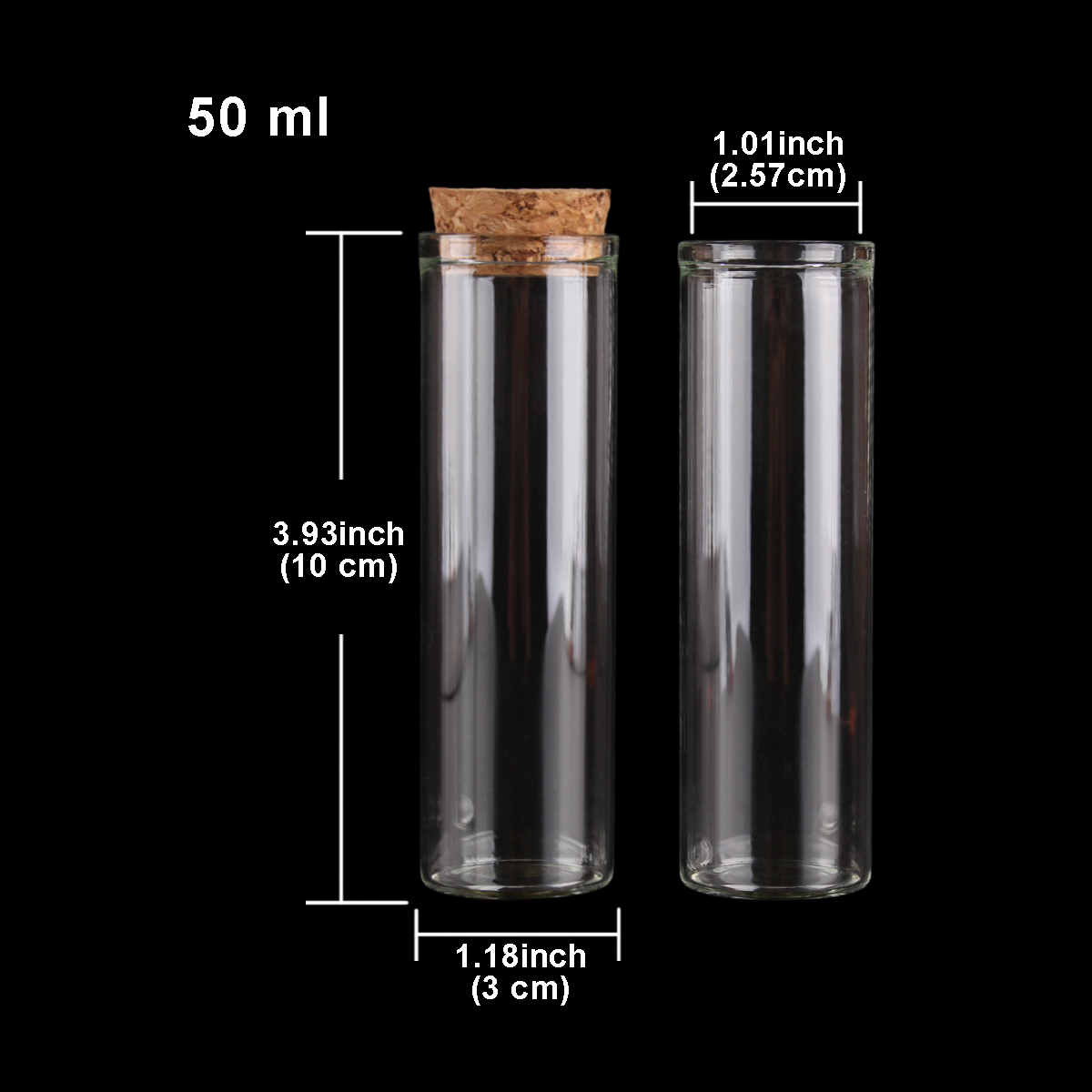15ml/25ml/30ml/35ml/40ml/45ml/50ml/55ml/60ml/80ml/100ml små provrör i glas med korkpropp flaskor burkar injektionsflaskor 24 st: 50ml(30 x 100mm)