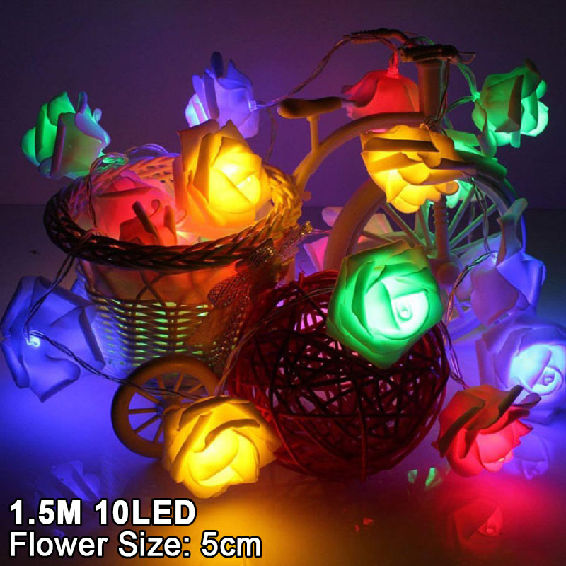 1,5 M 10LED Künstliche Rose Blume Girlande Schnur Licht LED Lichterkette Valentinstag Hochzeit Weihnachten Party Dekorationen: Licht Grau