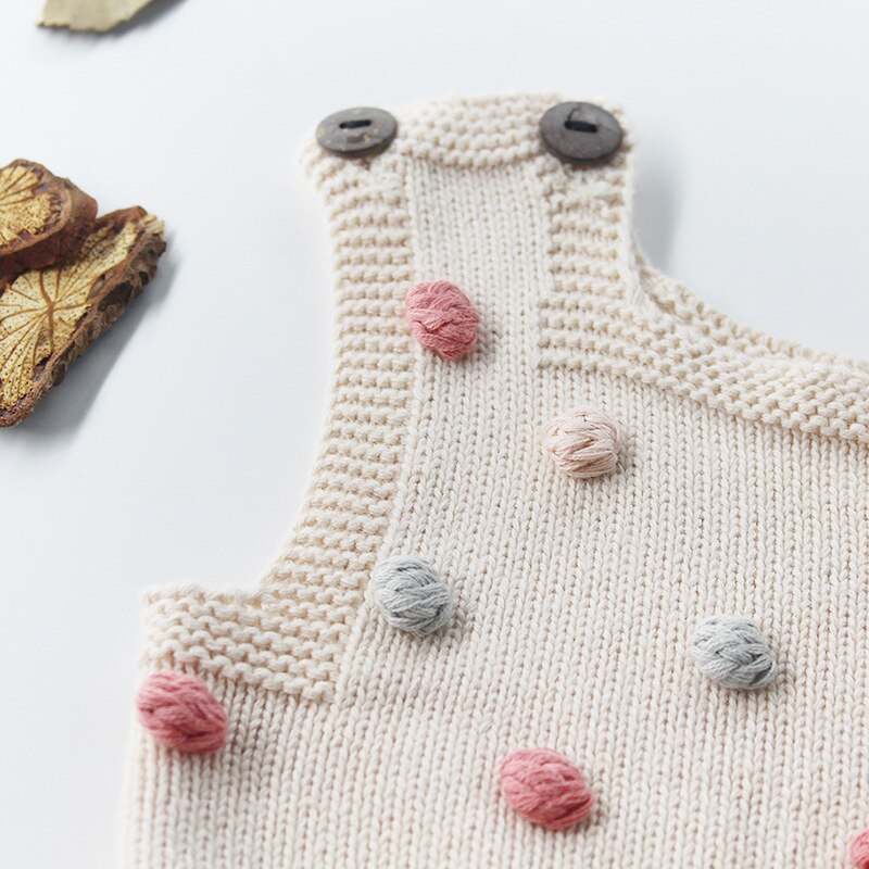 WLG baby jongens meisjes rompertjes kinderen herfst lente regenboog ballen gebreide beige roze donkerblauw romper baby casual kleding 6 -18 maanden