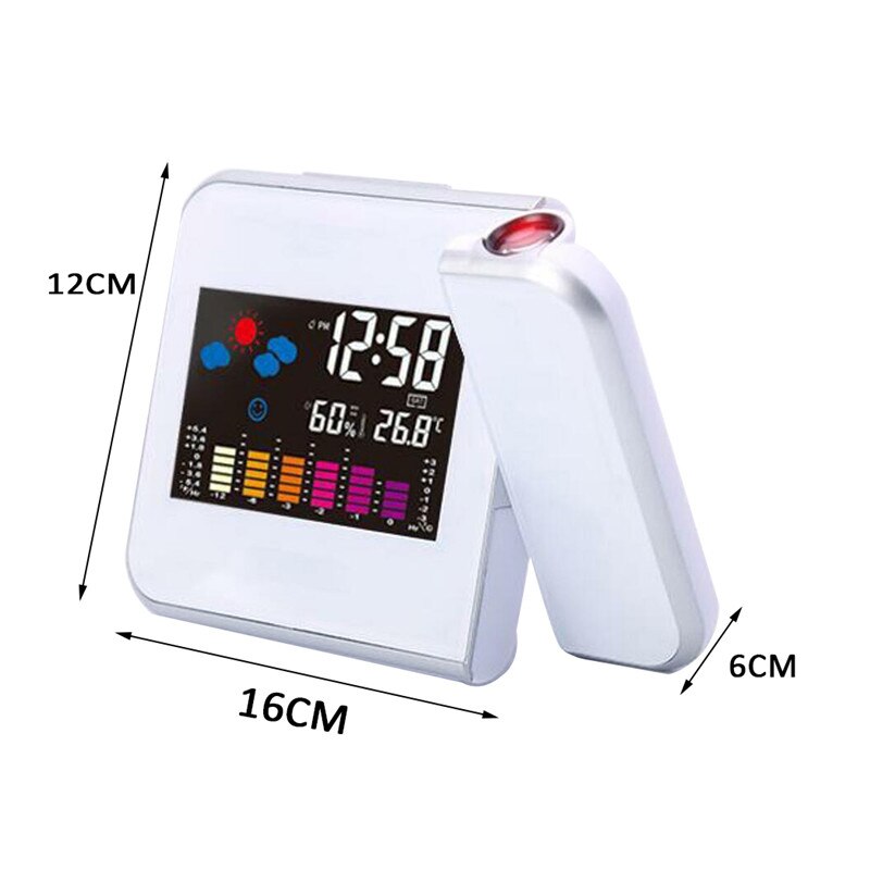 Reloj Digital de despertador con efecto espejo y luz LED para mesilla de noche y dormitorio, Despertador con USB, Radio FM, proyector de tiempo, reloj para mesilla de noche y dormitorio: C-No USB cable
