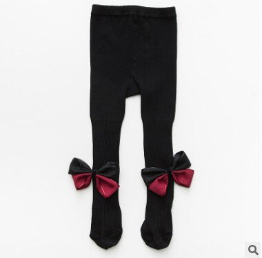 Filles bébé bande dessinée nœuds collants bébé fille collants coton enfants patchwork bas enfants vêtements: Black / 5 - 7 Y