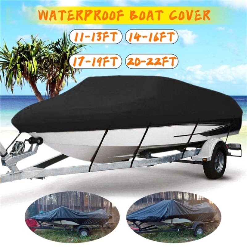 Yacht båd cover 11- 22ft barco båd cover anti-uv vandtæt heavy duty 210d marine trailerable canvas båd tilbehør