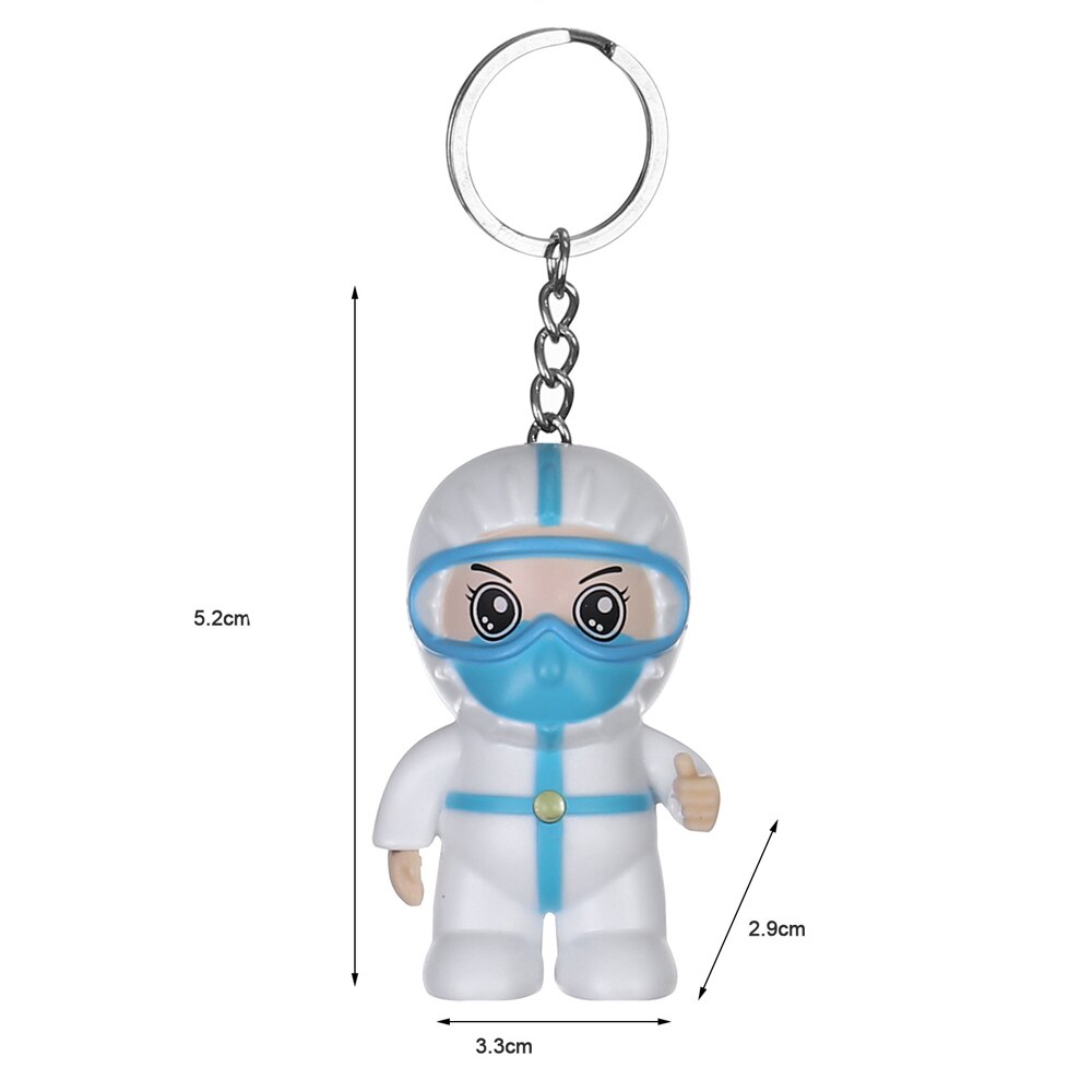 1Pcs Cartoon White Angel Keychain Mini Doctors Nurses Glowing Sounding Cute Decorative LED Voice Luminous Doll Ornament Souvenir