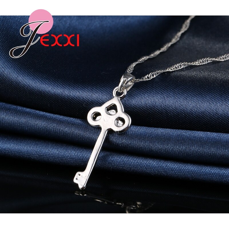 Estilo elegante zircônia cúbica chave pingente colar gota piercing brincos conjuntos de jóias casamento romântico noiva bijoux