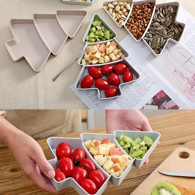 Christmas Tree Shape Candy Snacks Nuts Seeds Dry Fruits Plastic Plates Dishes Bowl Breakfast Tray Home Kitchen Supplies