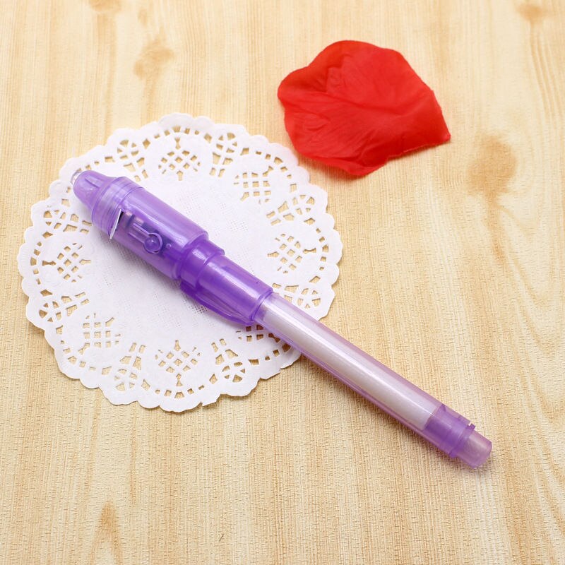 Big Head Luminous Light Pen Magic Purple 2 In 1 UV Black Light Combo Drawing Invisible Ink Pen Learning Education Toys For Child: Purple