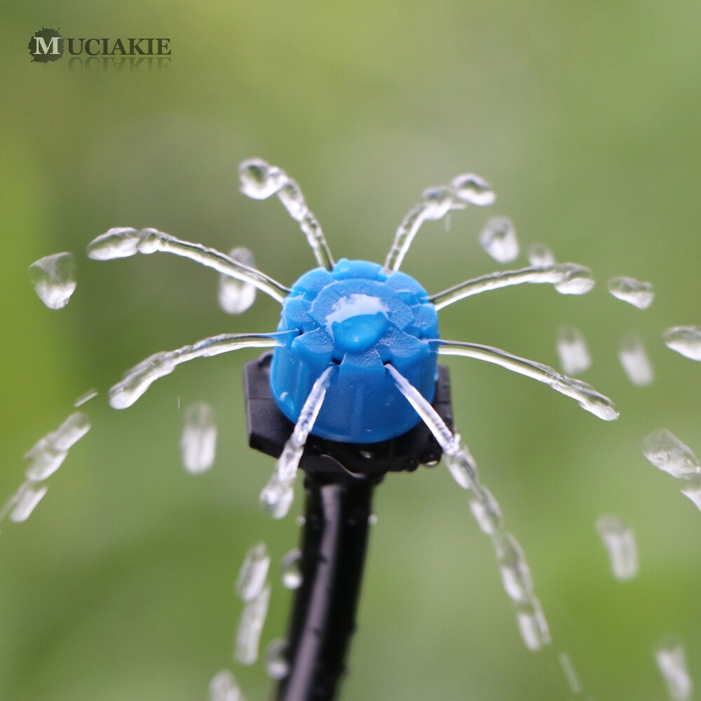 RBCFHl 1/4'' Blue Adjustable Drip Irrigation Nozzle Watering System Stop to Large Water Garden Patio Micro Kits