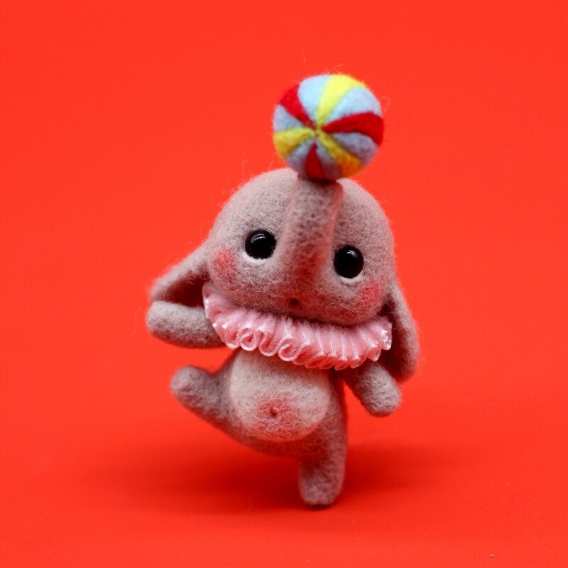 Cute Cartoon Animal DIY Wool Felt Handmade Craft Kit Needle Poked Kitting Unfinished Wool Felting Material: 6