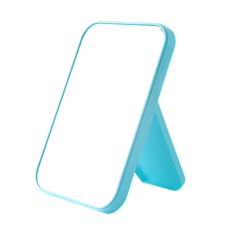 Espejo plegable de maquillaje portátil, espejo de una cara grande y cuadrado, herramienta de maquillaje de belleza sencilla fácil de usar: Azul