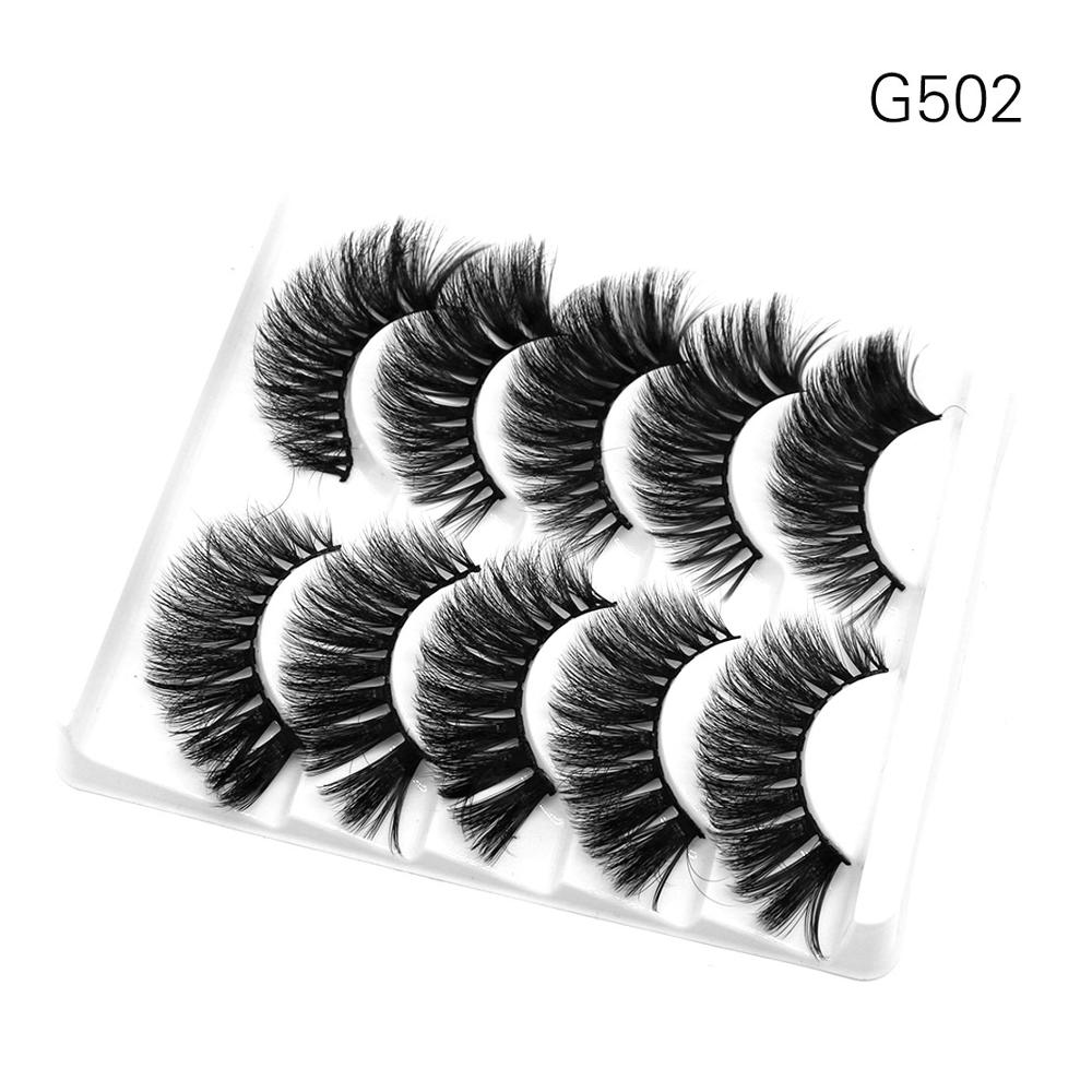 5 Pairs Dramatic Mink Lash Soft Light Weight Long Eyelashes Beauty Makeup Full Strip Lashes Crisscross Volume False Eyelash: SM-G502