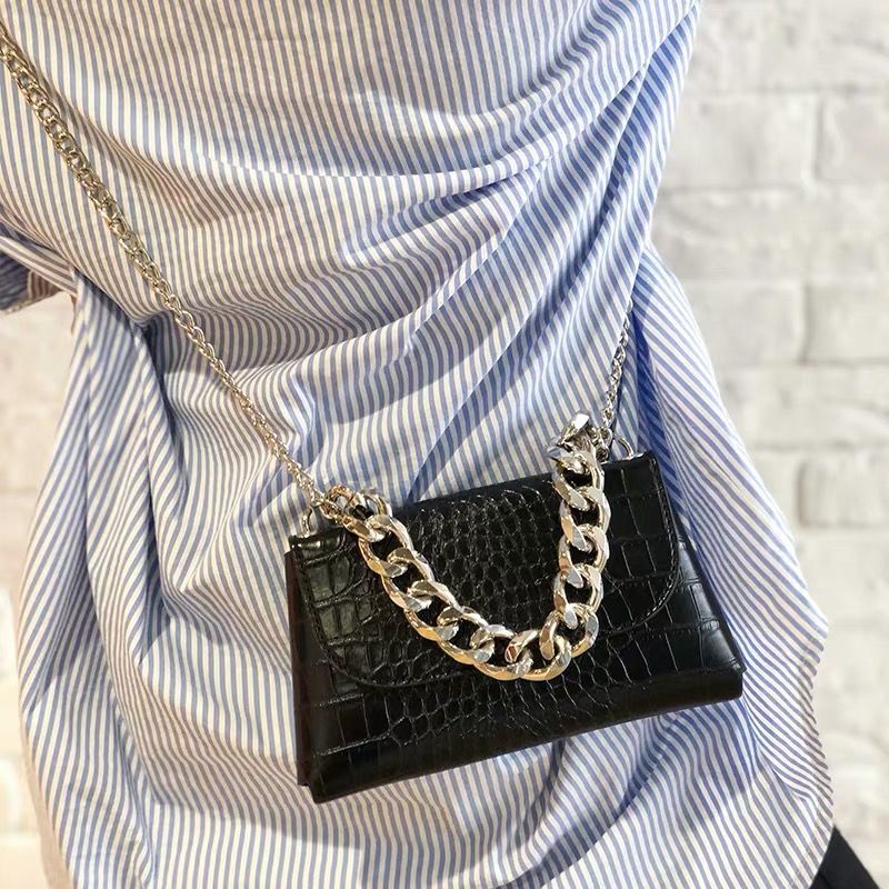 Bandolera de hombro de piel sintética con estampado de cocodrilo para mujer, bolso de mano femenino