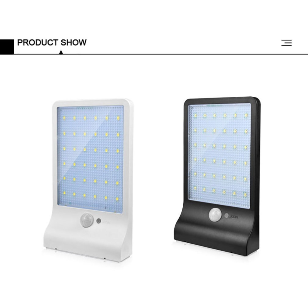 Led-zonnelamp met 36 led's, pir-bewegingssensor, nachtlamp voor buiten, waterdichte tuin, straatverlichting, beveiligingslamp voor aan de muur