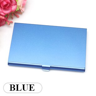 Kleurrijke roestvrijstalen kaarthouder, creditcardhouder van metaal, visitekaartjesdoos van zilverkleurig aluminium, visitekaartjesdoos van metaal: Blauw
