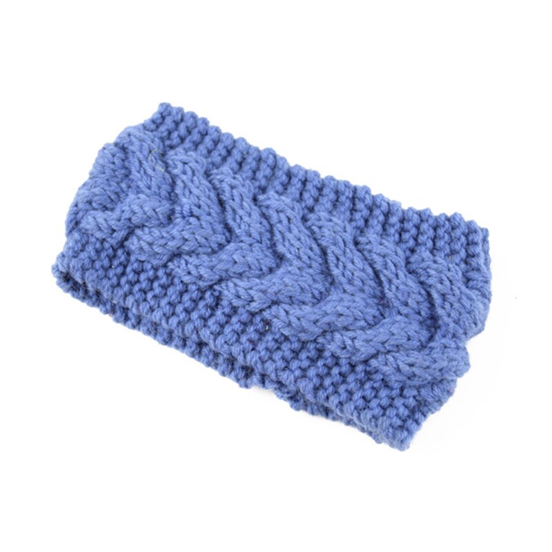 Winter gebreide hoofdband tulband haarband voor vrouwen meisjes baby meisjes haaraccessoires gehaakte strik haarband hoofddoek: Stijl 3 blauw