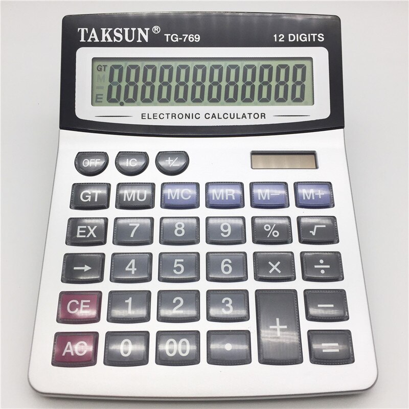 Calculadora de vidrio solar de 12 dígitos tg-769, libro con Gemini británico, computadora solar, calculadora de plástico para estudiantes, calculadora bonita