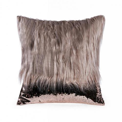 JOTOM Set van 1 pluche kussenhoes 45x45 cm zachte decoratieve sierkussenhoes pluizige kunstbont kussensloop voor bank sofa slaapkamer kussen 18x18 inch (grijs taupe