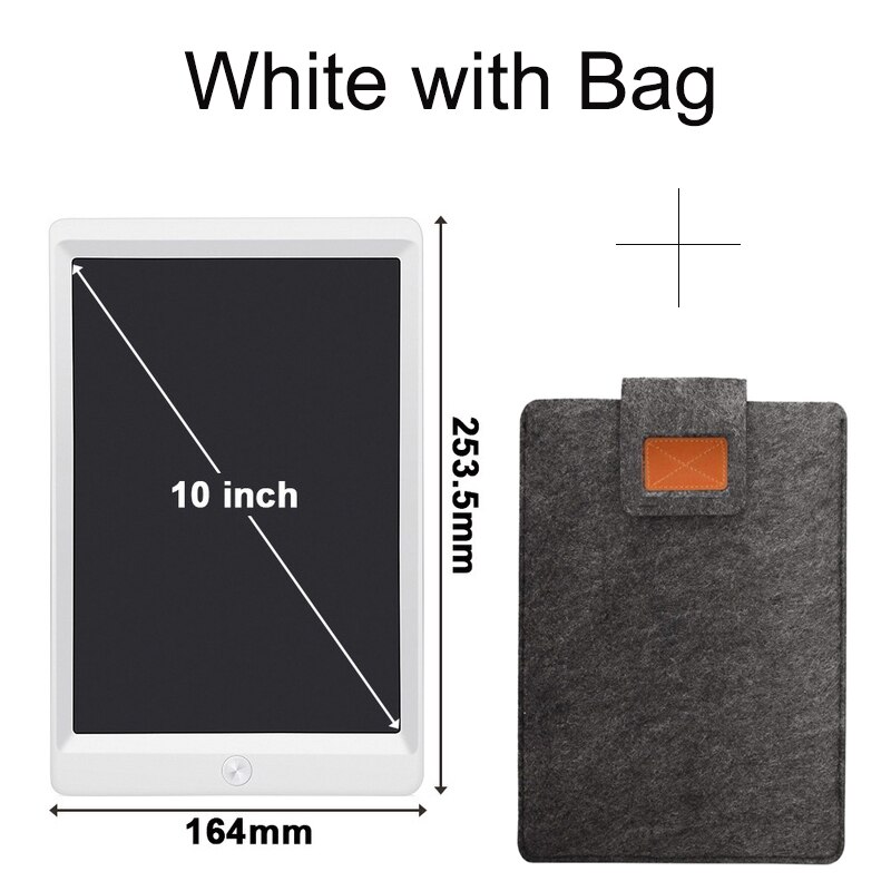 Tekening Pad Lcd Schrijfbord Tablet 10 Inch Art Digitale Elektronica Grafische Draagbare Met Schakelaar Stylus Pen Voor Kids: White with Black Bag