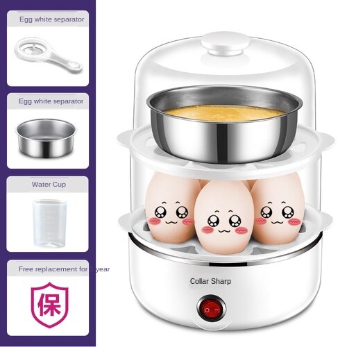 Micro-ondes oeuf vapeur oeuf chaudière mini mise hors tension automatique oeuf cuiseur ménage acier inoxydable petit déjeuner oeuf micro-ondes: White 2 / L'UA