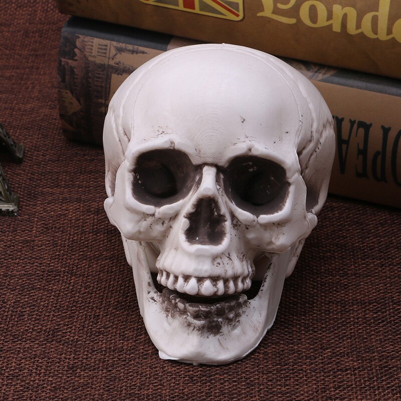 Plast menneske mini hodeskalle dekor rekvisitt skjelett hode halloween kaffebarer ornament