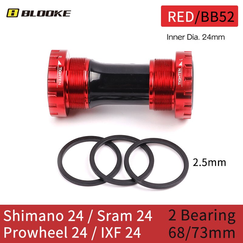 Fiets Trapas 2 Lager Bsa Aluminium Schroefdraad Holle As 68 73Mm Bb Mtb Racefiets As Crankstel deel: Red 2 Bearing