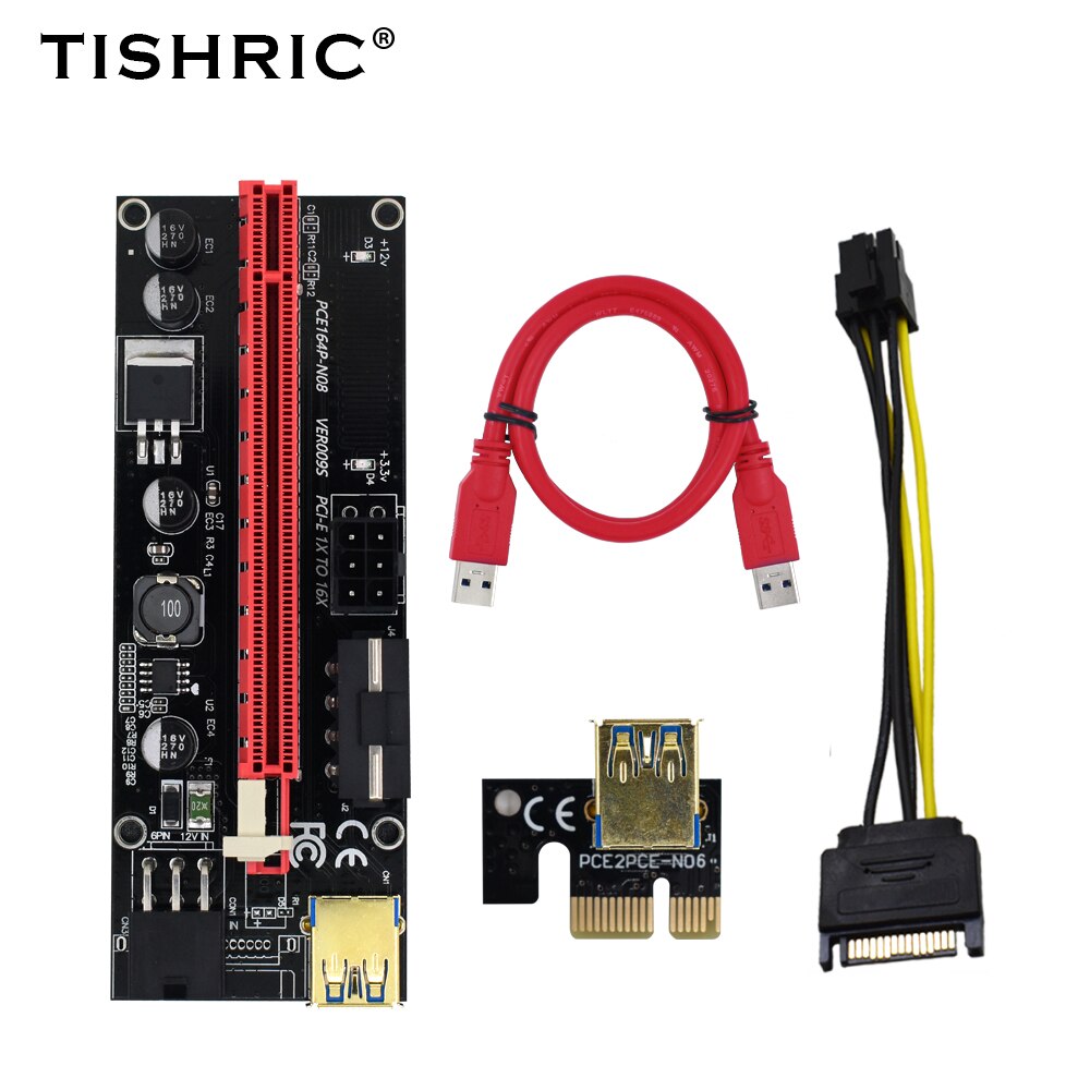 TISHRIC Mining Connectors PCIE Riser 009S/010/010X/011 PCI Express Multiplier PCIE 1 to 4 Riser Expansion Card Add on Cards: 1PCS Riser 009s