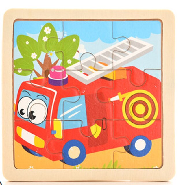 Giocattoli per bambini puzzle in legno puzzle 3D in legno animali da cartone animato per bambini/puzzle di trasporto giocattoli educativi: Fire truck