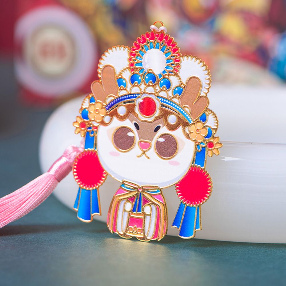Chinese Style Peking Opera Retro Metal Bookmark Animal Pendant Hollow Bookmark Book Tassel Pagination Mark Stationery: Style 1