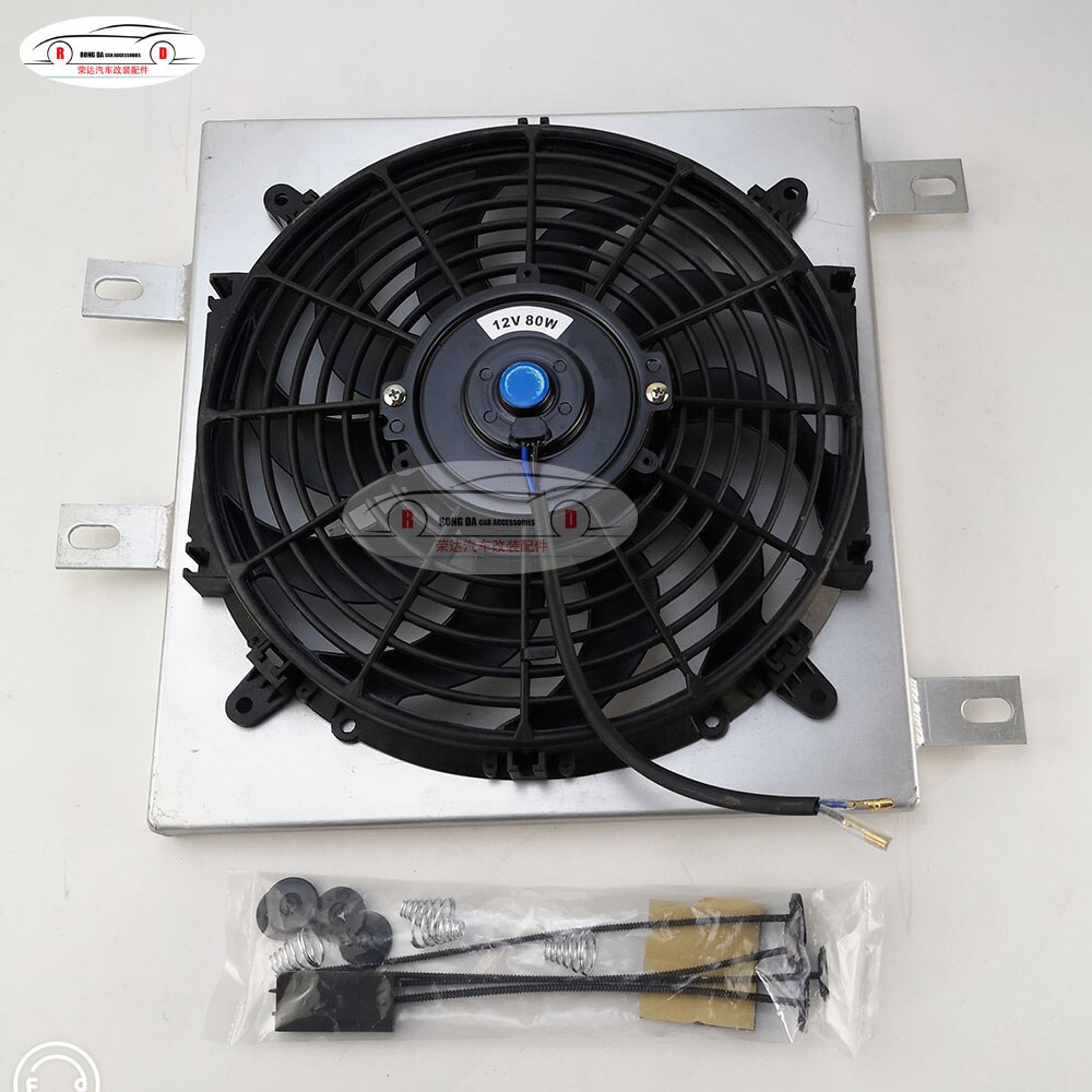 Universal 12 Inch 12V 80W 2100RPM Straight Black Blade Electric Cooling Radiator Fan Kit+The fan frame