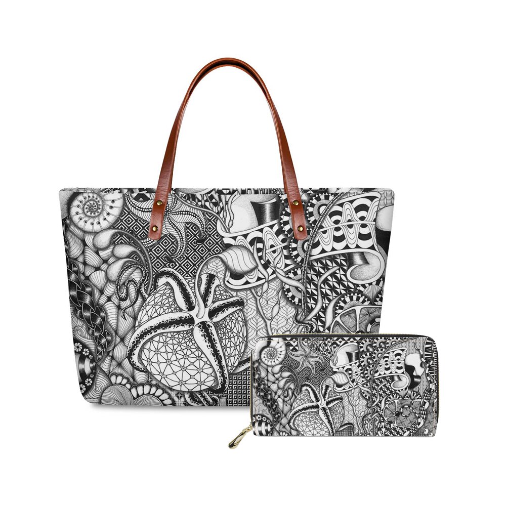 2 pz/set modalità Personalizzata Donne Borse Polinesiana Tradizionale Tribale Del Modello di Lusso di Disegno Borse A Spalla Per La donna Casual Della Borsa Della Borsa