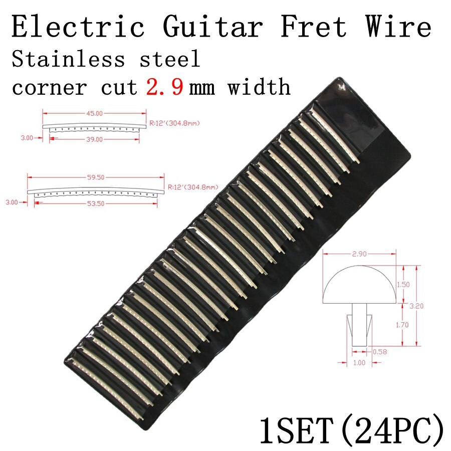 Diapasón de acero inoxidable para guitarra eléctrica, trastes de diapasón, cuproníquel, 2,4 MM, 2,7mm, 2,9 MM, accesorios de Material de reparación, 24 Uds.