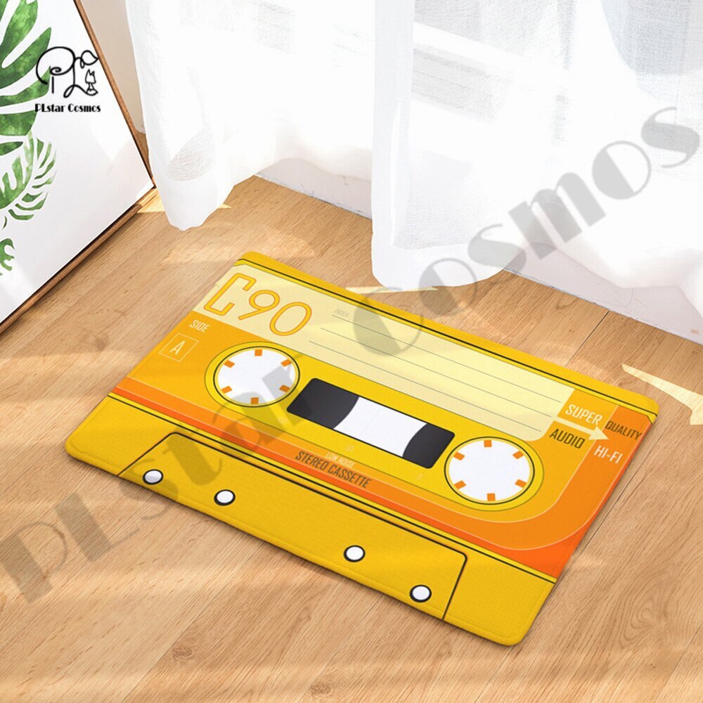 Felpudo Retro de Cassette con cinta musical para porche, alfombra antideslizante para sala de estar, cocina, baño, felpudo impreso en 3D-1: 3