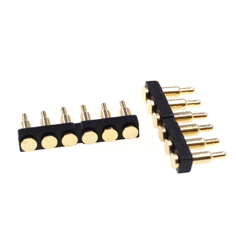 5 pcs SMD DIP Pogo pin connector Pogopin Battery Spring Loaded Contact Test Probe Power Charge Header Pins 2.54 Grid 7.0mm High: 1x6 Pin SMD