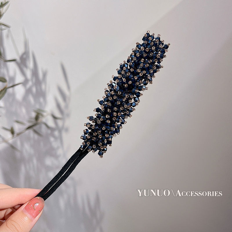 Women Easy Hair Bun Maker Floral crystal Donut Updo Hair Stick DIY Plate Hair Bendable Hairband Chignon Hair Accessories: Light Grey