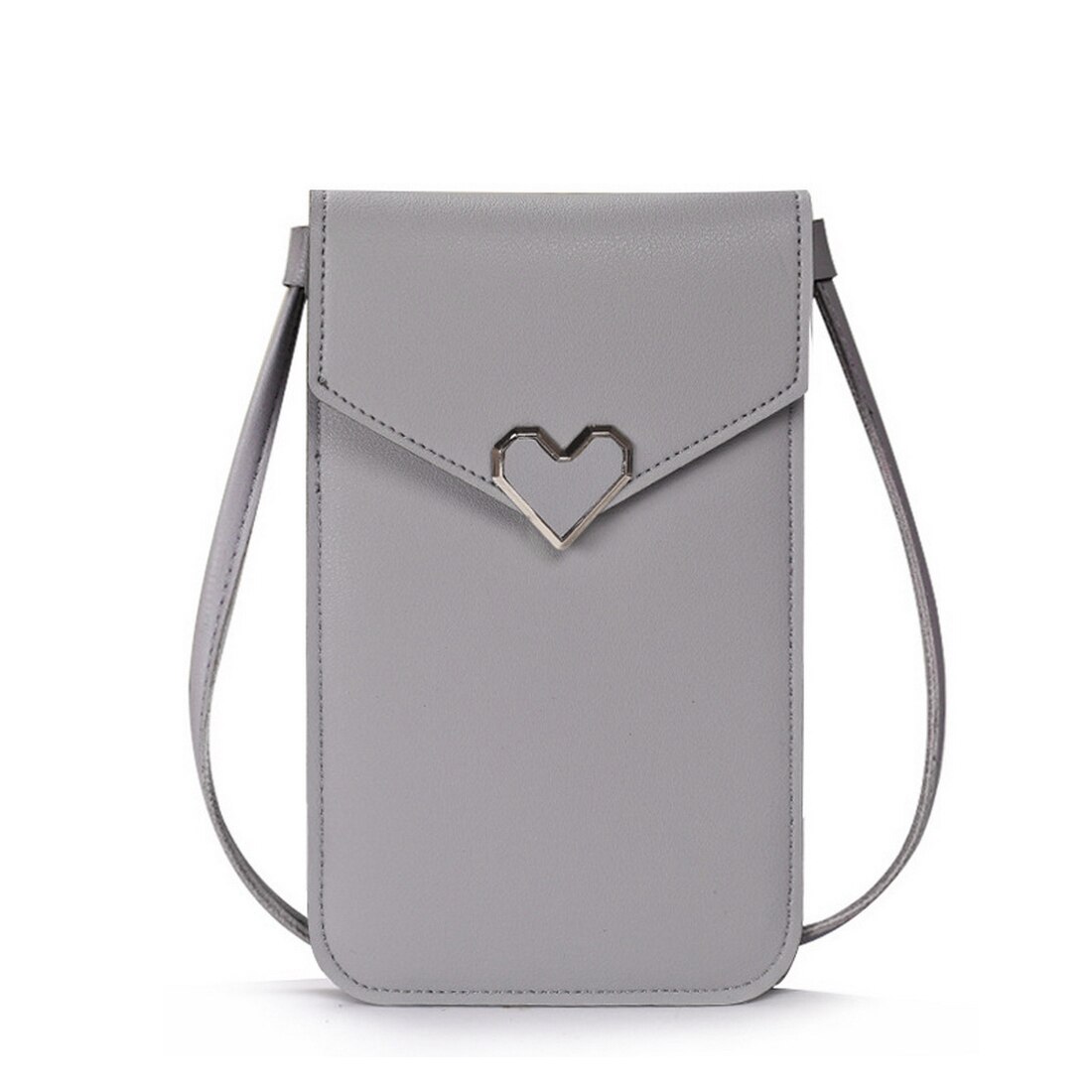 Touch Screen Mobiele Telefoon Purse Smartphone Portemonnee Lederen Schouderband Handtas Vrouwen Tas Voor Iphone X S10 Huawei P20: light gray
