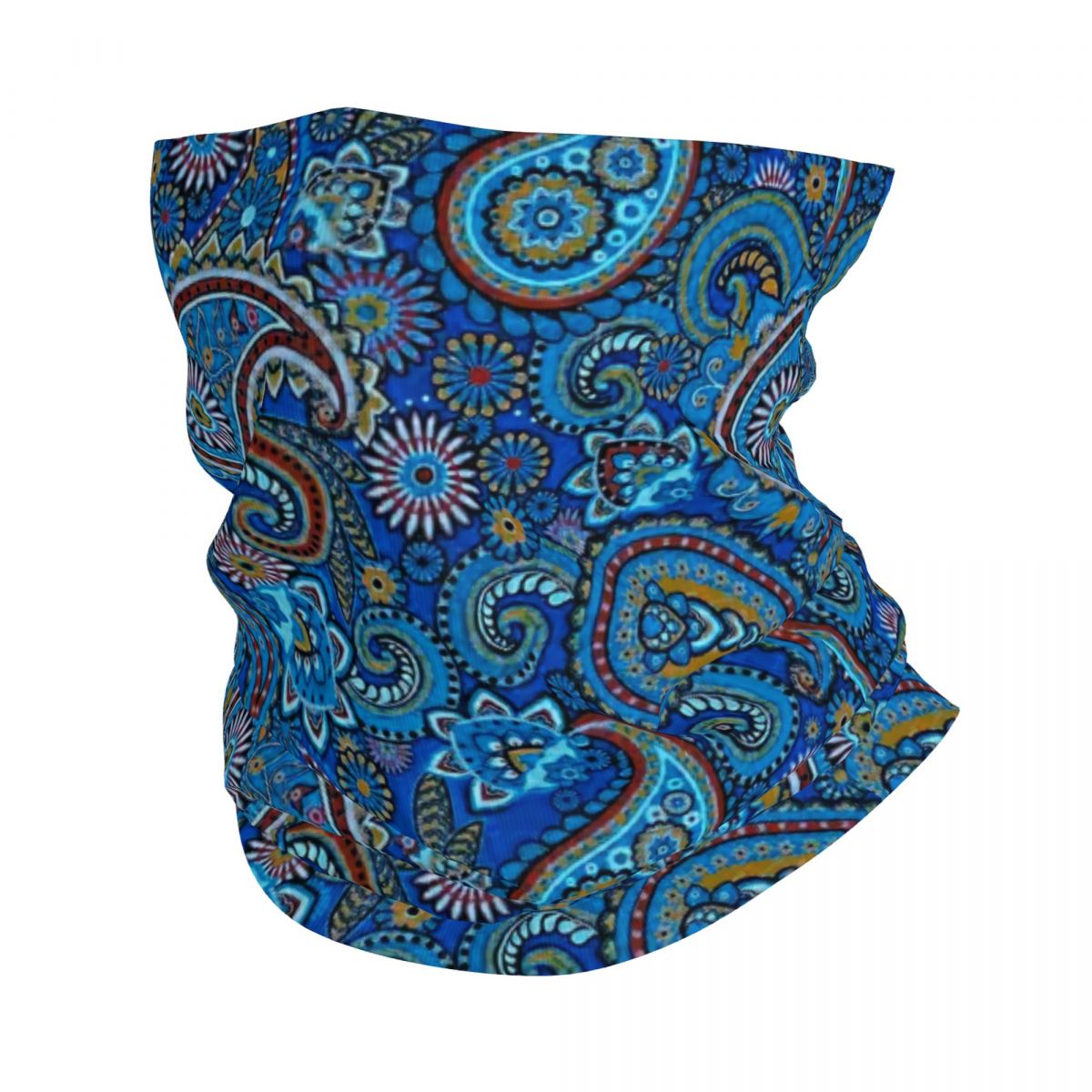 Custom Black Bandana Pattern Bandana Neck Gaiter for Hiking Cycling Women Men Wrap Scarf Paisley Style Headband Warmer: Silver