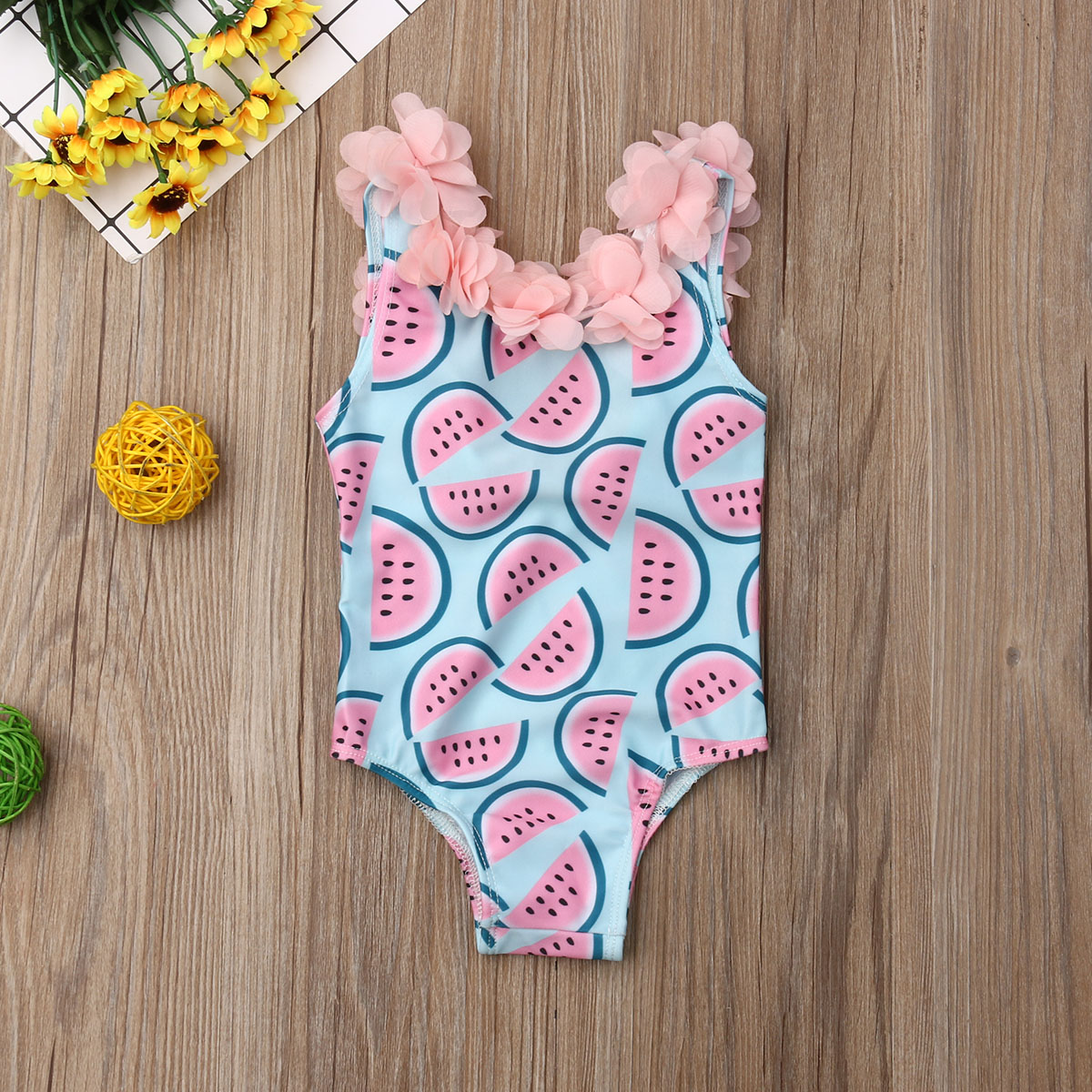 Pudcoco småbarn spädbarn bebis flickor vattenmelon baddräkt badkläder simbikini bodysuit i ett stycke badkläder för 0-4 år