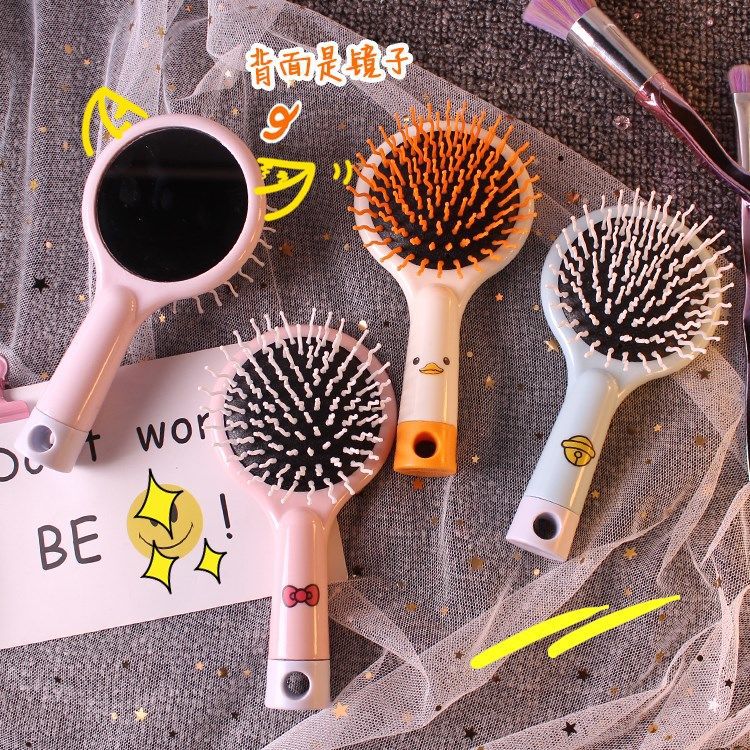 1Pcs Haar Kam Massage Haar Borstel Ronde 4 Kleuren Mini Airbag Kam Met Spiegel Reizen Haarborstel Make Kam Haar accessoires