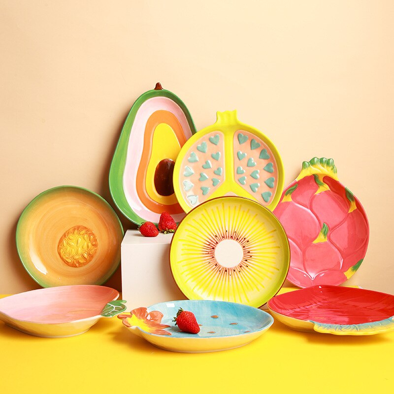 Fruit Shaped Ceramic Salad Plate Cute Household Dishes Snack Dishes Withunfathomable Face Value Cute To Explode Plate