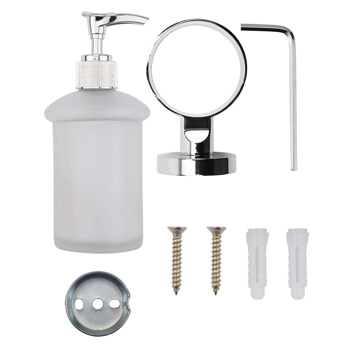 Bathroom Chrome Frosted Glass Soap Dispenser Wall Mounted Stylish Modern Hotel Concealed Fixing Frosted Glass Zinc Alloy And ABS