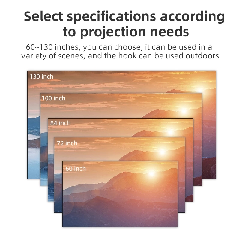 Salange Projector Screen Wit Raster Anti Licht Gordijn Hoge Helderheid 100 130 Inch 16:9 Draagbare 4K Hd Stof Doek voor Beamer