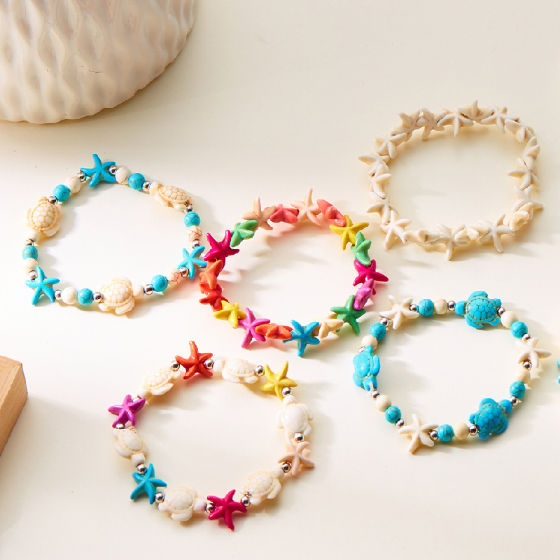 Bohemian Imitation Shell Beads Bracelet For Women Sea Star Turtle Woven Rope Bracelet Handmade Friendship Beach Jewelry