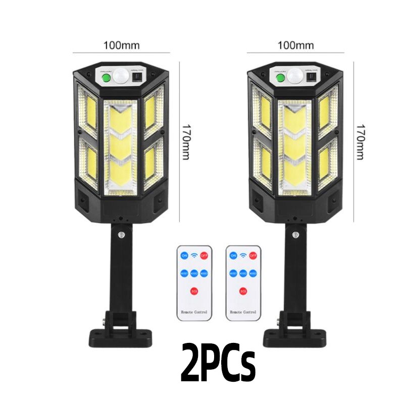 1 ~ 2 Stuks Zonne-verlichting Outdoor Led/Cob Zonne-straat Lamp Met Bewegingssensor Hek Patio Yard Garden verlichting
