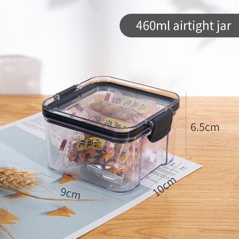 PET Plastic Food Containers Transparent Stackable Dry Food Storage Box Kitchen Spaghetti Noodles Sealed Containers: 460ml