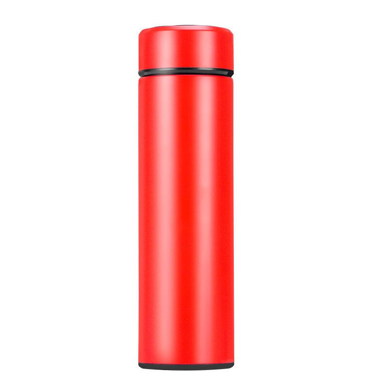 Botella portátil de aislamiento al vacío de acero inoxidable, con pantalla de temperatura inteligente de 500ml, taza de té, café , termos: Rojo