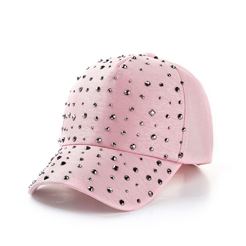 Fs trendiga rhinestone face kepsar för kvinnor vinter snapback hip hop svart vit baseball kepsar män ben truck hatt casquette: Rosa basebollkeps