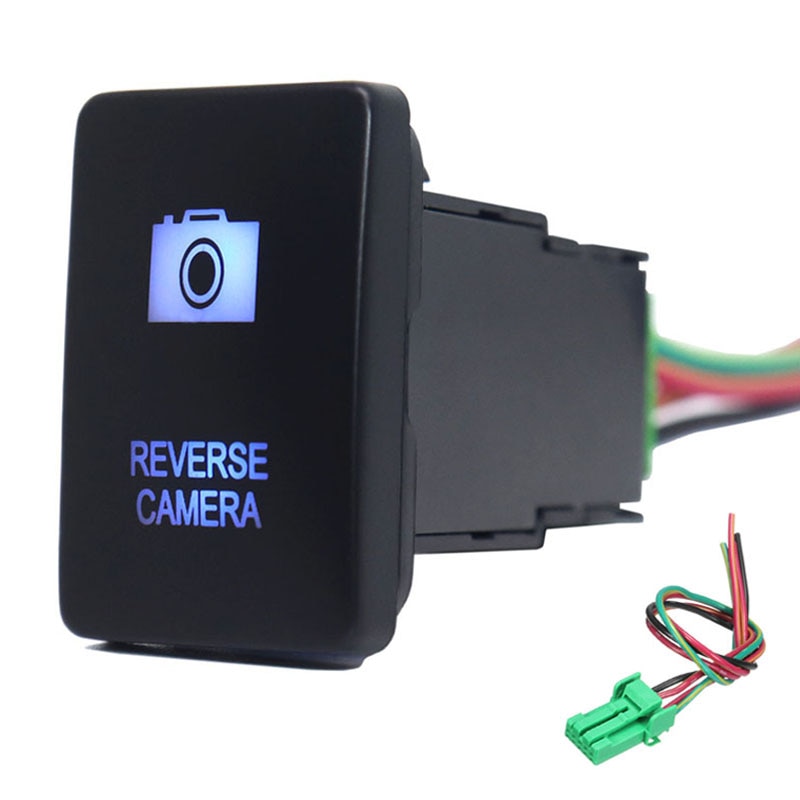 12V 3A Reverse Camera Push Button Switch ON-Off Blue Led with Connector Wire Fit Toyota Hilux /Prado 150 Series RAV4