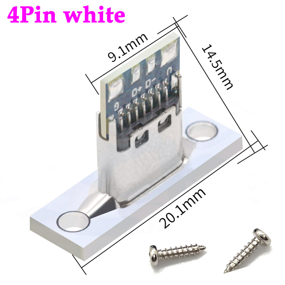 1-10 Uds conector USB tipo C 3,1 tipo C 2 pines 4 pines conector hembra puerto de carga USB 3,1 tipo C enchufe con placa de fijación de tornillo