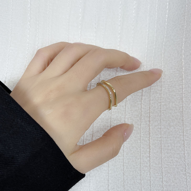 14K Real Gold Full CZ Leave Ring for Women Adjustable Open AAA Zircon Delicate Daily Jewelry Pendant