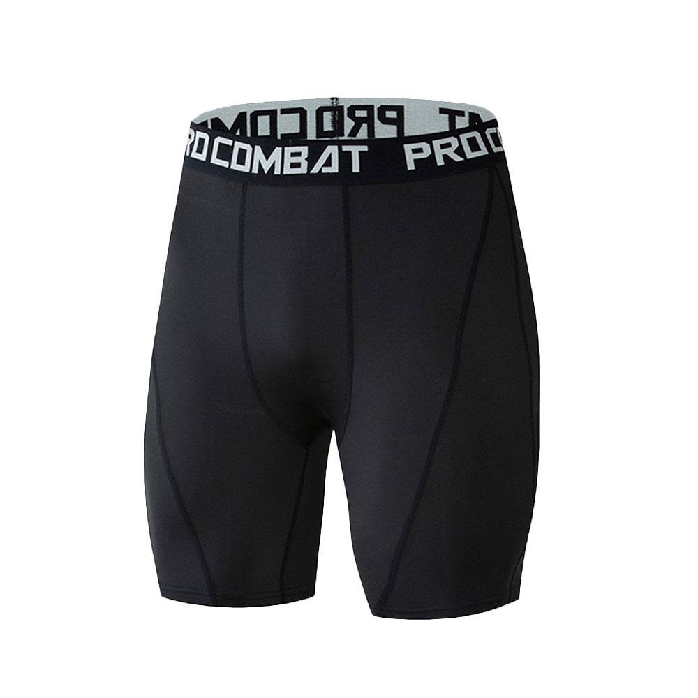 Men Bodybuilding Shorts Fitness Compression Leggings Workout Inseam Outfit Male Muscle Alive Elastic Skinny Tights S-3X: XXXL / black